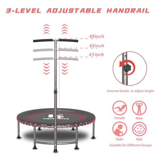K KENSONE 40"/48" Foldable Bungee Rebounder Trampoline for Adults with Bar - size: 40 inch, style: T-Bar
