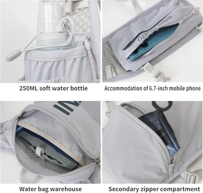 INOXTO Running Hydration Vest Backpack,Lightweight Insulated Pack with 1.5L Water Bladder Bag Daypack for Hiking Trail Running Cycling Race Marathon for Women Men - color: gray dark blue