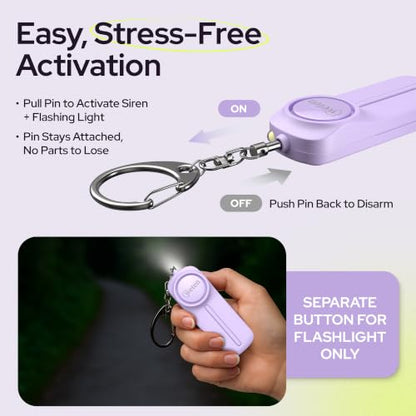 Personal Safety Alarm Keychain for Women, 130dB Panic Pin Siren, Purple - color: E - Purple