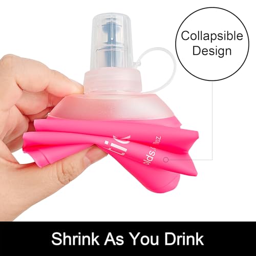 WILDREEDS 500ml Soft Flask, TPU Collapsible Soft Water Bottle for Hydration Pack, Running Vest, Folding Water Bottle for Hiking Cycling Climbing-1Pcs, Pink - color: 500ml Pink