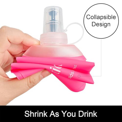 WILDREEDS 500ml Soft Flask, TPU Collapsible Soft Water Bottle for Hydration Pack, Running Vest, Folding Water Bottle for Hiking Cycling Climbing-1Pcs, Pink - color: 500ml Pink