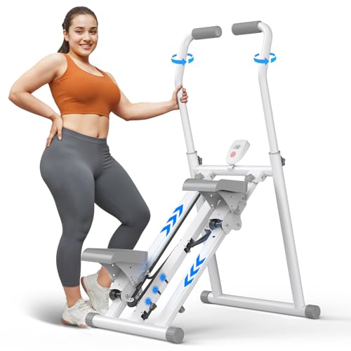 MERACH Stair Stepper with Adjustable Resistance, Foldable Stair Climber - color: White & Pink