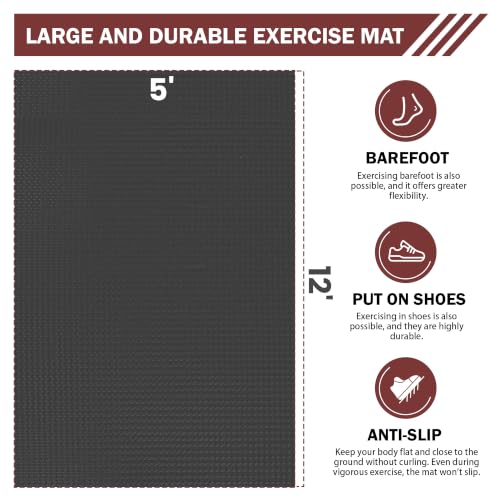 Stepwaver Extra Large Exercise Mat, 6'x4'/ 7'x5'/ 8'x5'/ 9'x5'/10'x5' (6mm) - size: 12'×5'×0.25"