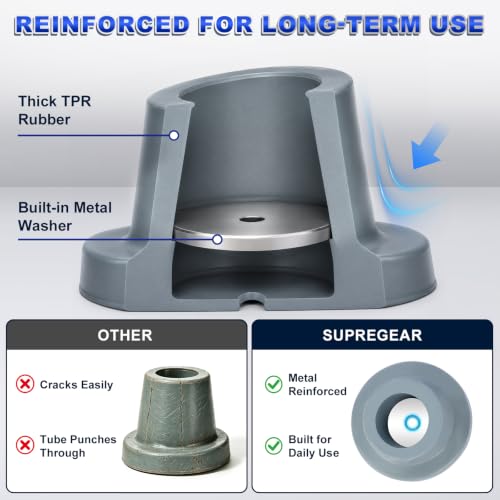 supregear Shower Chair Leg Caps 1 inch, Heavy Duty Rubber Feet, Fits 1" OD Sloped Round Legs Only, Non-Slip Replacement for Bath Stool & Transfer Bench, 4 Pack, Grey-25mm - color: Grey