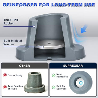 supregear Shower Chair Leg Caps 1 inch, Heavy Duty Rubber Feet, Fits 1" OD Sloped Round Legs Only, Non-Slip Replacement for Bath Stool & Transfer Bench, 4 Pack, Grey-25mm - color: Grey