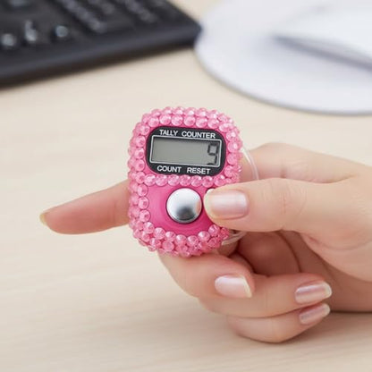 Pink Electronic Finger Tally Counter Clicker Counter,Convenient Portable Digital Display Tally Counter, Digital Tally Counter with LCD Display, Portable Hand Counter for Sports, Golf, Counting