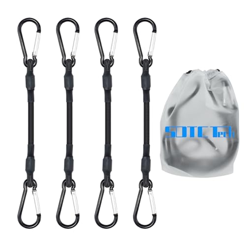 SDTC Tech 8IN Mini Short Bungee Cords with Carabiner Hooks - size: 8 inch-4 pack