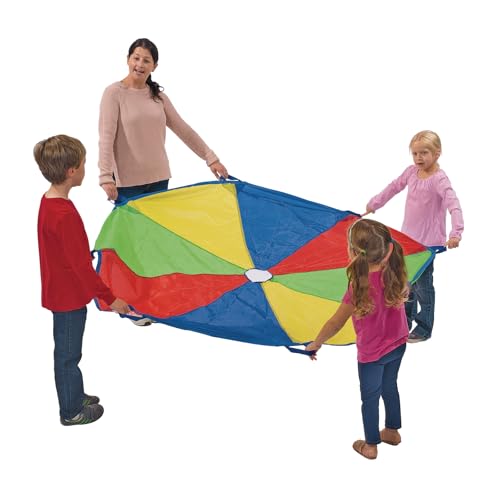 Excellerations Brawny Tough 6-Foot Rainbow Play Parachute for Kids - size: 6 Foot