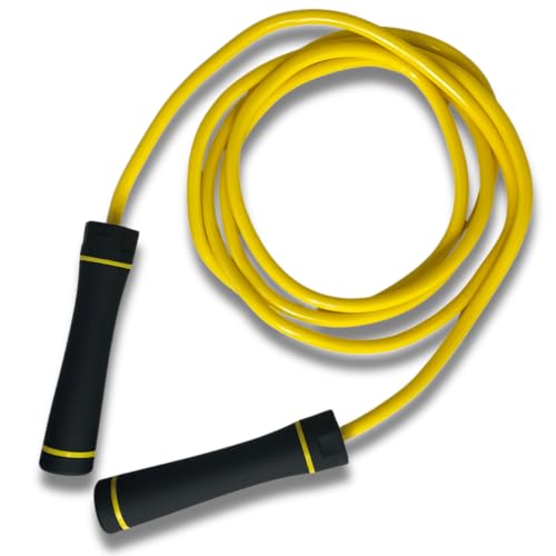 Elevate Rope Weighted Jump Rope 1 lb, 10mm PVC Cable, 10 ft Adjustable - color: Yellow Optimism