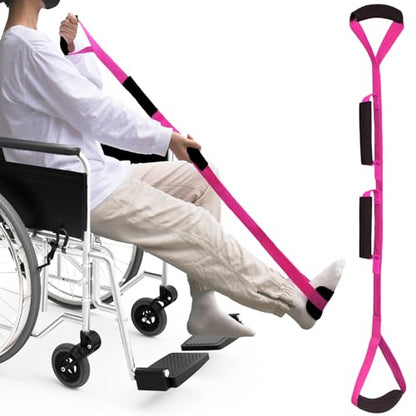 36 Inch Leg Lifter, Rigid Leg Lifter Strap with Handgrips & Foot Loop, Leg Lifter After Hip Replacement &Knee Surgery Recovery Aids Kit, Leg Lifters Getting Legs in and Out of Bed,Car,Wheelchair - color: Rose, size: 36 Inch