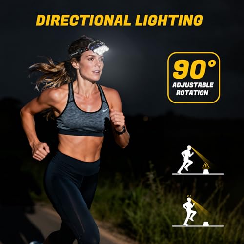 MIOISY 8 Led Headlamp Rechargeable, Super Bright Headlight Flashlight Black - color: Black
