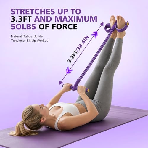 Multifunctional Pedal Resistance Band with Handle,6/8/10 Tubes for All Weights,Upgrade Heavy-Duty Stretch for Full Body Workouts. - color: Purple 10 tubes