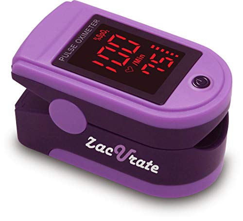 Zacurate Pro Series 500DL Fingertip Pulse Oximeter Blood Oxygen Saturation Monitor with Silicone Cover, Batteries and Lanyard (Mystic Purple) - color: Mystic Purple
