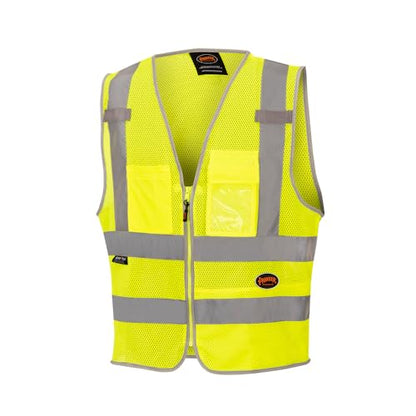 Pioneer Hi Vis Safety Vest for Men & Women - Reflective Cooling Mesh - 8 Pockets - Class 2 - Construction, Traffic, Security - color: Green, size: 5X-Large