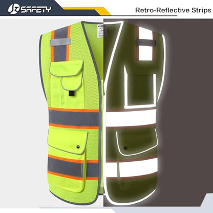 JKSafety Safety Vest for Men Women Reflective Hi Vis JK100 Yellow M - color: 100-yellowt2, size: Medium