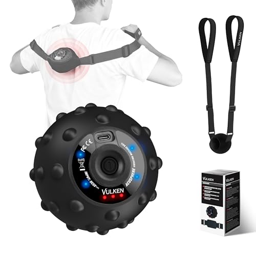 Vulken Vibrating Massage Ball with SphereStrap, Hands-Free Back Massager - color: Black