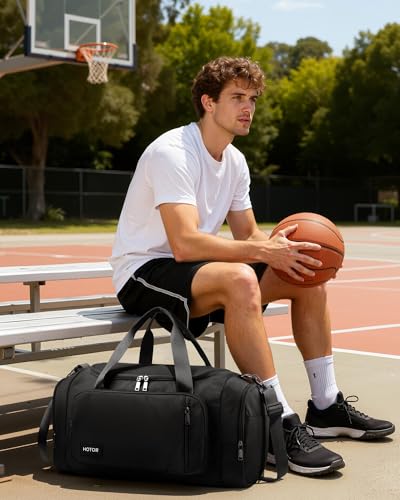 HOTOR Gym Bag, Duffle Bag with Shoe Compartment, Black 20.5x11x10.6 Inch - color: Black, size: 20.5" x 11.0" x 10.6"