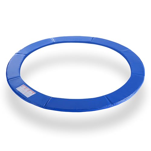 Exacme Trampoline Pad Replacement 16 15 14 13 12 10 8 Foot, Waterproof Safety Spring Cover Round Frame Pad, No Hole for Pole - color: Blue, size: Fit 15FT Frame Only, style: Without Opening Design