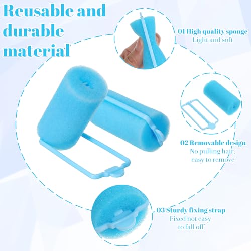 24Pcs Blue Foam Rollers for Hair, 2.36x1.18" Soft Rollers No Heat for Women - color: Blue