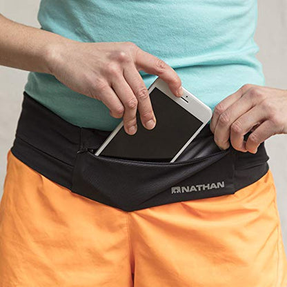 Nathan Zipster Running Belt for Men and Women, Bounce Free Waist Pack, Running Fanny Pack Women, Pockets with Zippers, Fits All iPhones - color: Navy, size: Large