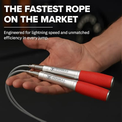 Jump Rope for Men & Women - Ultra-Fast, High Speed Jump Rope - Self-Locking Screw-Free Design with Aluminum Handles and Silicone Textured Grips - Precision Engineered for Maximum Performance - Skipping Rope for Workout Fitness, Cross Training & Home Exerc
