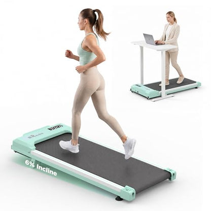 FYC Walking Pad with Incline for Home & Office - Under Desk Walking Pad Treadmill, Portable Walking Machine with Remote Control, LED Display, 300LBS Capacity, 2.5HP Quiet Motor - color: green