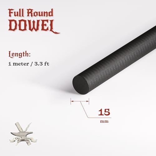 The Foamory Black EVA Foam Dowel - Full Round 15mm x 1M Length Craft Stick - color: 1 Pack: 1M Length - 15mm Thickness, size: Black - Full Round Dowel