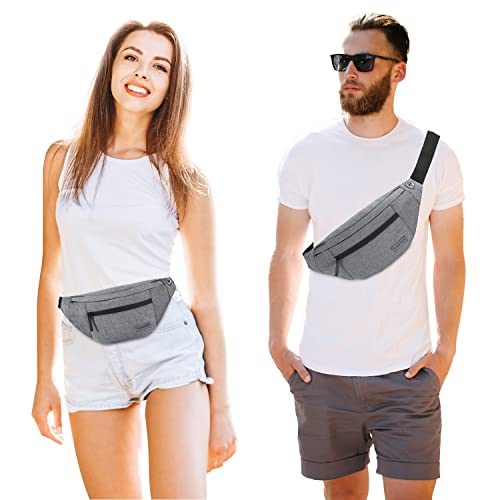 Crossbody Bags for Women Men Travel Essentials Fanny Pack Belt Bag - color: Grey