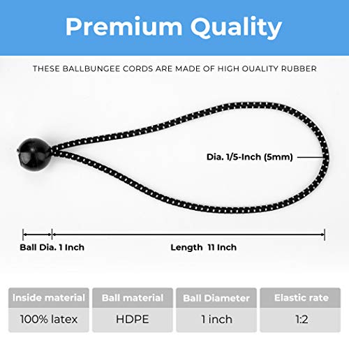 CARTMAN 30-Pack 11-Inch Ball Bungee Cords for Canopies and Tarps, Black - style: 11inch 30pk
