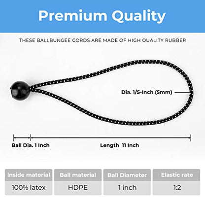 CARTMAN 30-Pack 11-Inch Ball Bungee Cords for Canopies and Tarps, Black - style: 11inch 30pk