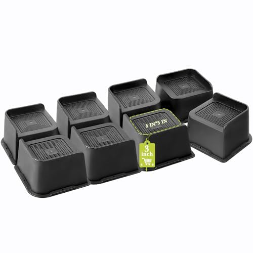 Bed Risers 2 inch, 3 inch, 4 inch, 6 inch, 8 inch Heavy Duty, Oversized Furniture Riser for Couch Sofa Table Chair Leg Frame Dorm, Support up to 6000 Lbs (Black 8 Pack, 3 inch) - color: Black 8 Pack, size: 3 Inch