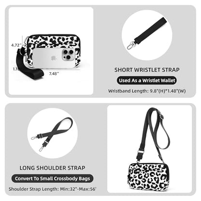 FODOKO Wristlet wallets for Women RFID crossbody bags with 4 Zippers - color: Black-1