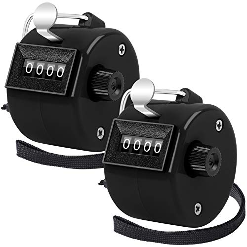 FEBSNOW 2 Pack Tally Counter Clicker 4 Digit Number for School Event - color: Two Black