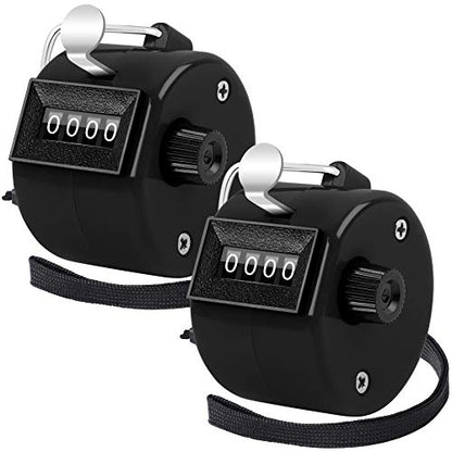 FEBSNOW 2 Pack Tally Counter Clicker 4 Digit Number for School Event - color: Two Black