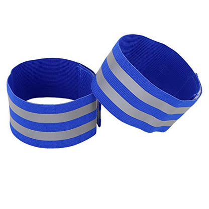X AUTOHAUX 4pcs Reflective Bands for Arm High Visibility Night Cycling Riding Reflector Tape Straps Bracelet - color: Blue