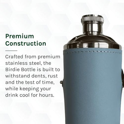 12oz Flask with 4 Shot Glasses in Cap – Stainless Steel with Waterproof Leather Case, Leakproof, Reusable Gift - color: Sky Blue, size: 12oz Standard