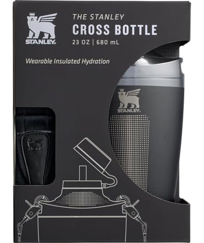 Stanley Cross Bottle 23 oz | Travel Water Bottle with Jacquard Strap | Leakproof Tritan Lid with Removable Straw | Insulated Stainless Steel | BPA-Free | Black - color: Black, size: 23 Ounces