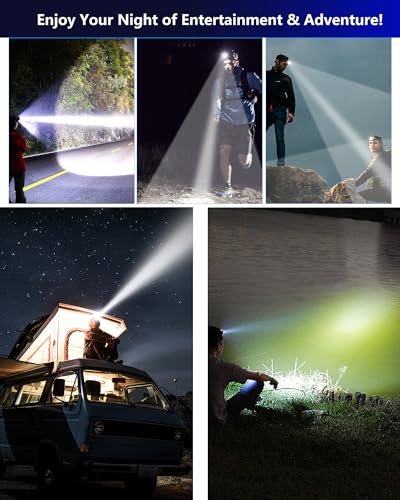 Headlamp Rechargeable, 100,000LM Super Bright LED Head Lamp Light