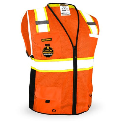 KwikSafety BIG KAHUNA Safety Vest Class 2 ANSI OSHA Hi Vis Reflective Vest - color: Orange, size: Small