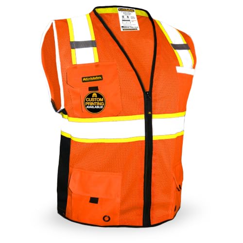 KwikSafety BIG KAHUNA Safety Vest Class 2 ANSI OSHA Hi Vis Reflective Vest - color: Orange, size: Large