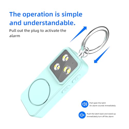 B11 Portable Lighting Women's Safety Alarm Device 150dB Buzzer Alarm Strobe Light Rechargeable with Charging Cable and Power Switch Night-time Flashlight Keychain (Black - Lighting Alarm) - color: Black - Lighting Alarm