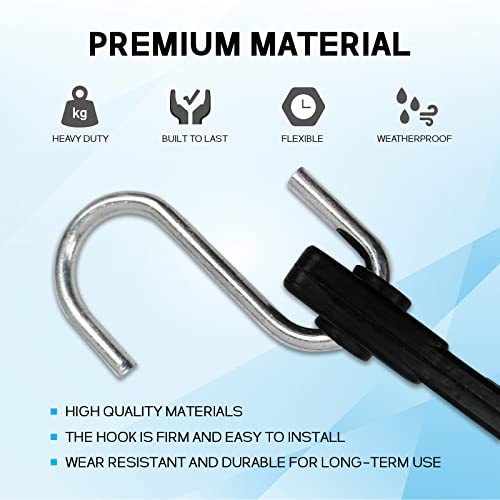 ROBLOCK 15" Bungee Cords with Hooks with 150% Max Stretch, 100% EPDM Rubber Tarp Straps with Metal Crimped S Hooks, Ideal for Securing Tarps, Cargo, Canvases, Weatherproof (10 Pack) - size: 15 Inch(pack of 10)