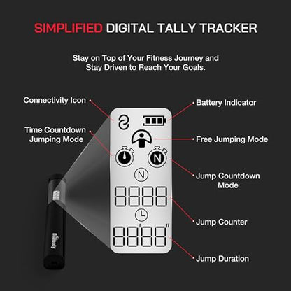 Smart Jump Rope with Bluetooth App & Counter, Black