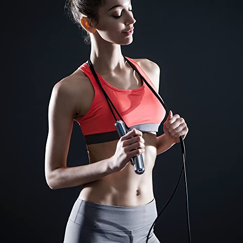 [Tangram Factory] Smart Rope - LED embedded Jump Rope - See your fitness data in MID-AIR - color: Black, size: Large