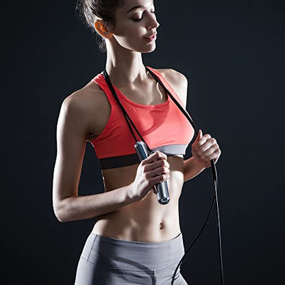 [Tangram Factory] Smart Rope - LED embedded Jump Rope - See your fitness data in MID-AIR - color: Black, size: Medium