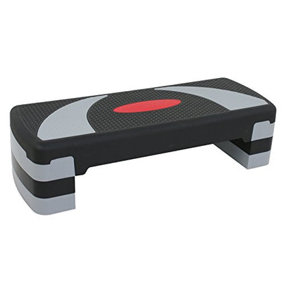 ZENY 31’’ Aerobic Step Platform, Workout Stepper with 4 Stable Risers - color: black-grey
