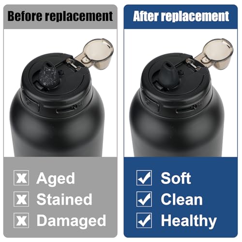 2pcs Bite Valve Replacement for Ello Hydra 64oz Stainless Steel Jug Lid, Silicone Water Bottle Spout Replacement Parts Free BPA Compatible with Ello Hydra 64oz Half Gallon Cap Water Jug (Black)