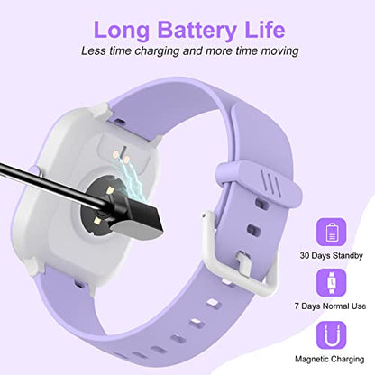 Kids Watch, IP68 Waterproof Smart Watch with 19 Sport Modes, Pedometer, 19 Sports Modes, Great Tracker Gift for Kids - color: Purple
