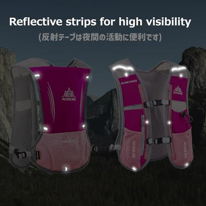 Azarxis Hydration Running Vest Backpack Pack 5L 5.5L for Women and Men Jogging Trail Race Marathon Cycling Hiking - color: Rose Red