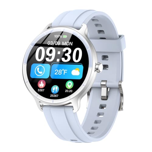 Smart Watch for Men Women(Answer/Make Calls), Smartwatch Built-in AI Voice, 1.27" HD Fitness Tracker with Heart Rate/Sleep/Step/SpO2 Monitor, 100+ Sports Modes, IP68 Waterproof Watch for Android iOS - color: Baby Blue